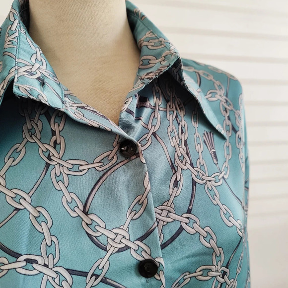 °Fashion Nova Blouse Light Teal / Size Large - Picture 2 of 5